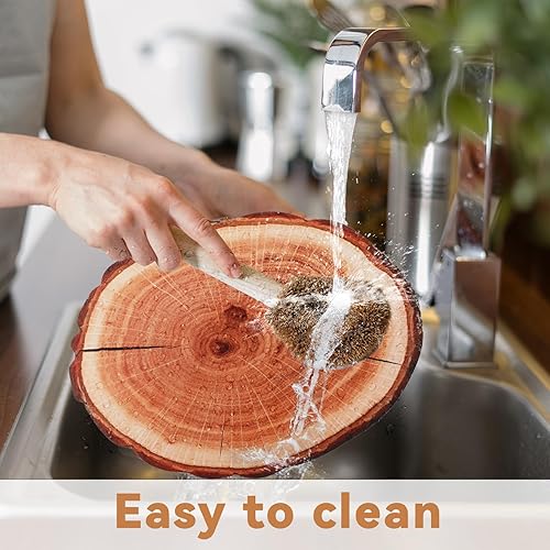 Miniatura 5 de Juego de 6 manteles individuales de madera reciclables, manteles individuales redondos de plástico de madera, manteles individuales de color marrón