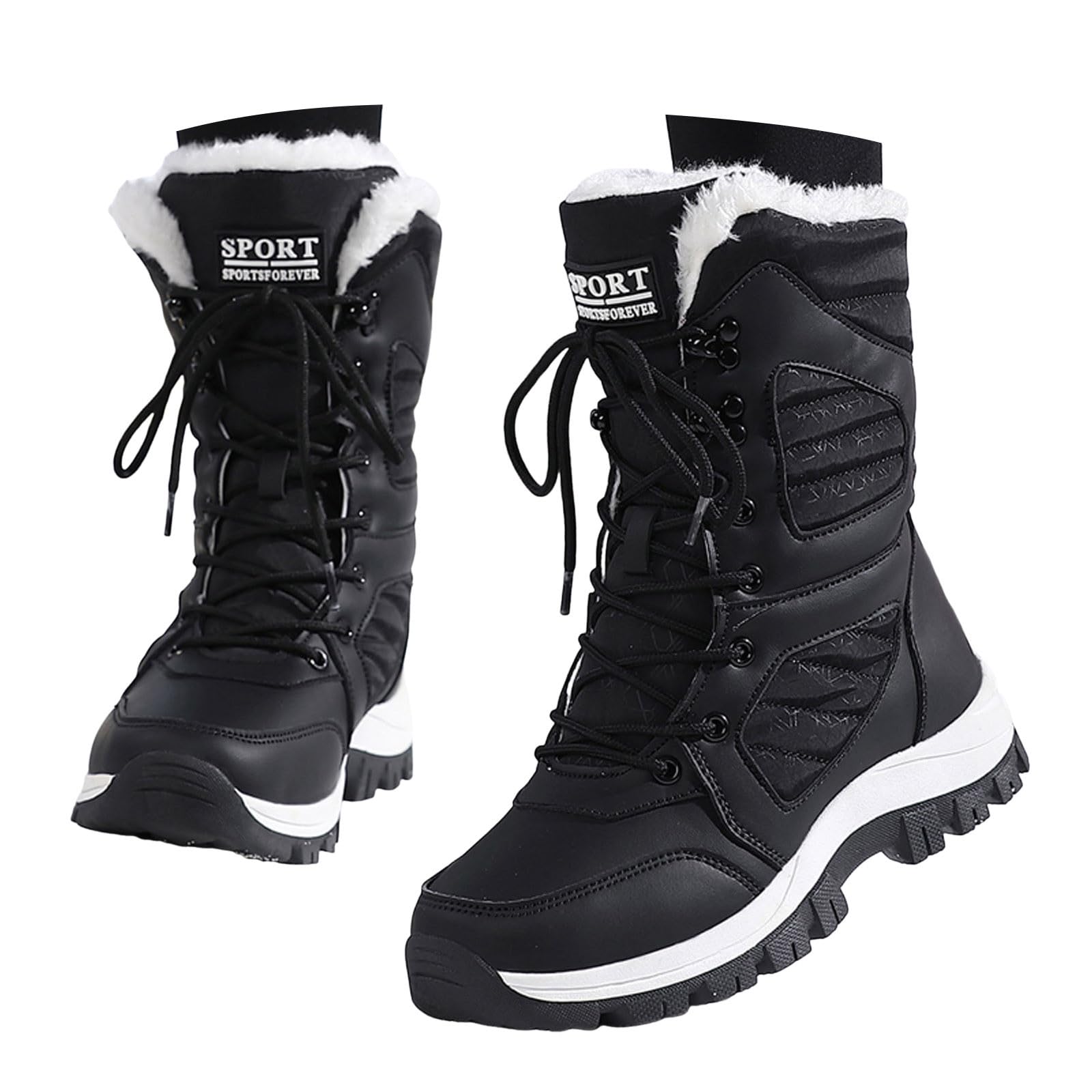 Bottes de Neige Femme Imperméable Mi-Mollet Bottes Femme Hiver Chaude Snow Boots Fourrées Confort Bottines Chaussures de Randonnée Ski Antidérapante Chaussure Orthopedique Hiver Bottine Botte de Neige