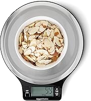 Amazon Basics Digital Kitchen Scale - 11lb Capacity, Stainless Steel Platform, LCD Display, Tare Function, Batteries Included