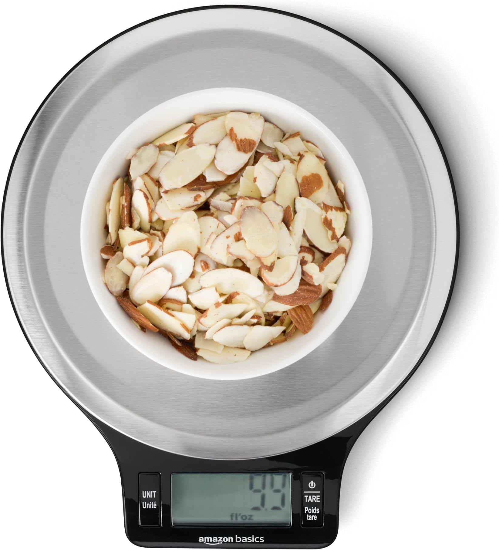 AmazonBasics Stainless Steel Digital Kitchen Scale with LCD Display (Batteries Included) , 5Kg (Black)