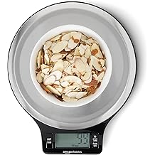 Amazon Basics Digital Kitchen Scale with LCD Display, Batteries Included, Weighs up to 11 pounds, Black and Stainless Steel