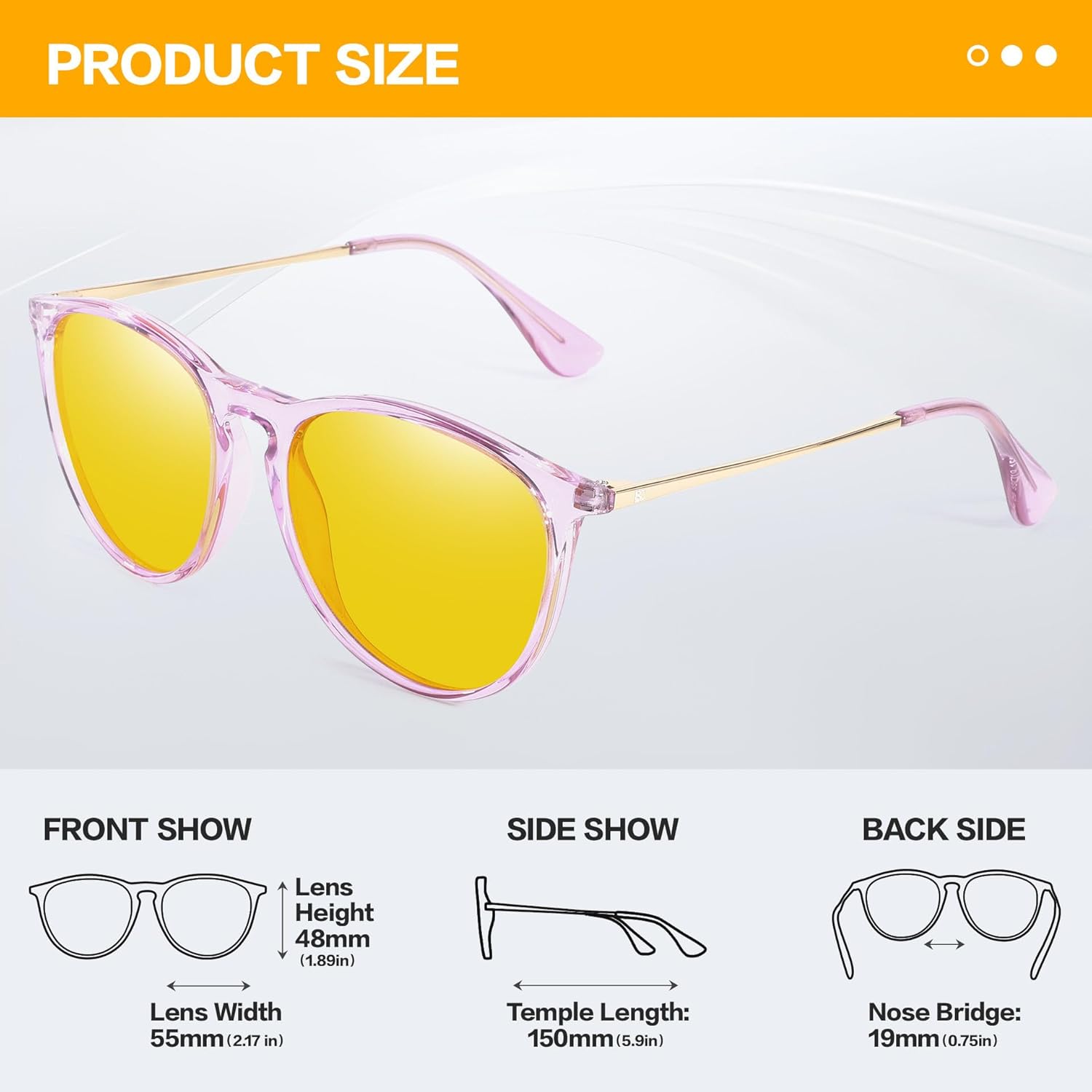 BIRCEN Womens Night Vision Glasses: TR90 Anti-Glare Night Driving Glasses Reduce Eye Strain for Women Drivers Rain Snow Fog - Image 4