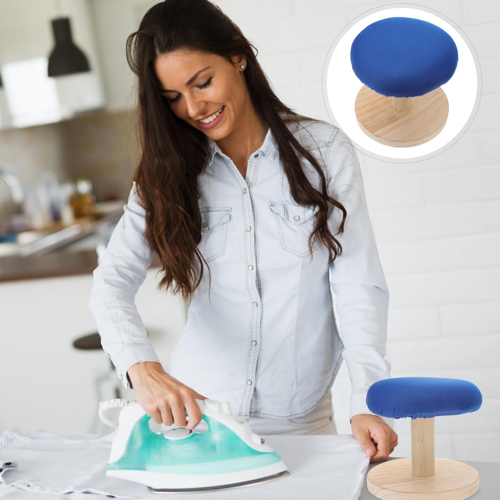 Amosfun Asse da Stiro Tavolo Piccolo Cuscino Imbottito e Sgabello per Stiratura Professionale, per Uso Domestico