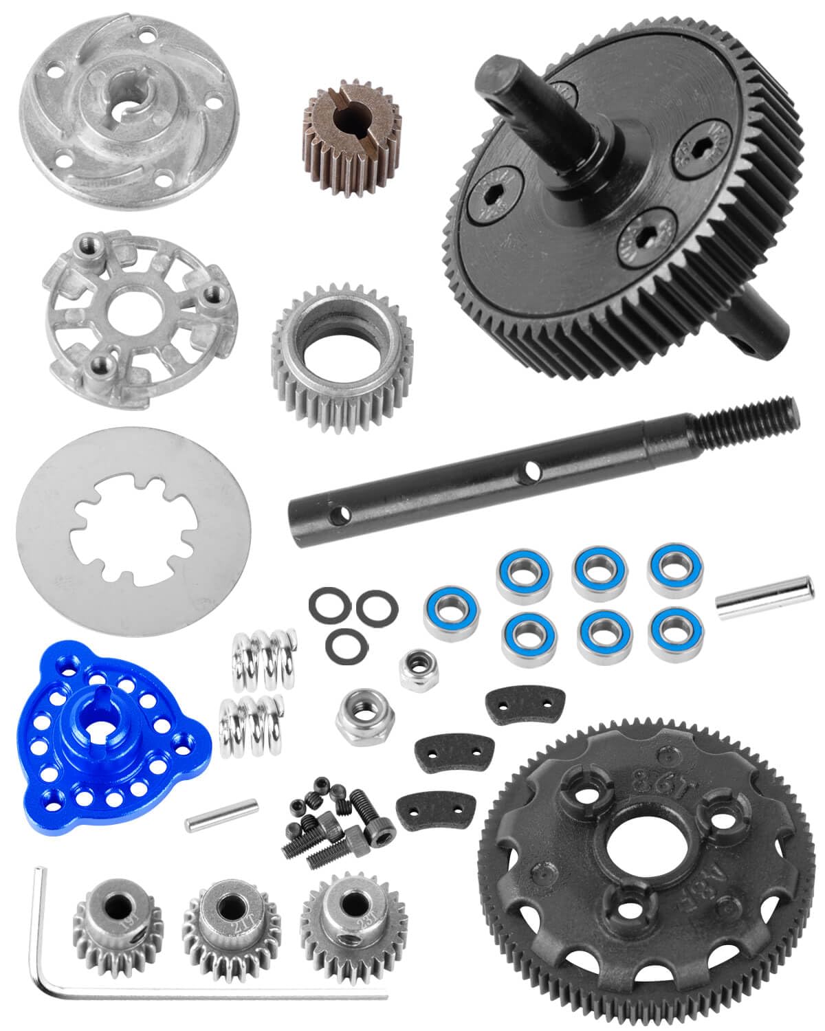 hopsupRC 48P 86T Spur Gear&Slipper Clutch&Transmission Gear&Slipper Rebuild Kit&Pressure Plate Upgrades Part for 1/10 Slash 2WD(VXL),Rustler/Stampede/