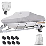 Heavy-Duty 600D Oxford Waterproof Boat Cover 20-22 ft – Marine Grade Polyester Canvas for V-Hull, Bass, Jon, Center Console & Pontoon Boats, UV & All-Weather Protection with 13 Adjustable Straps