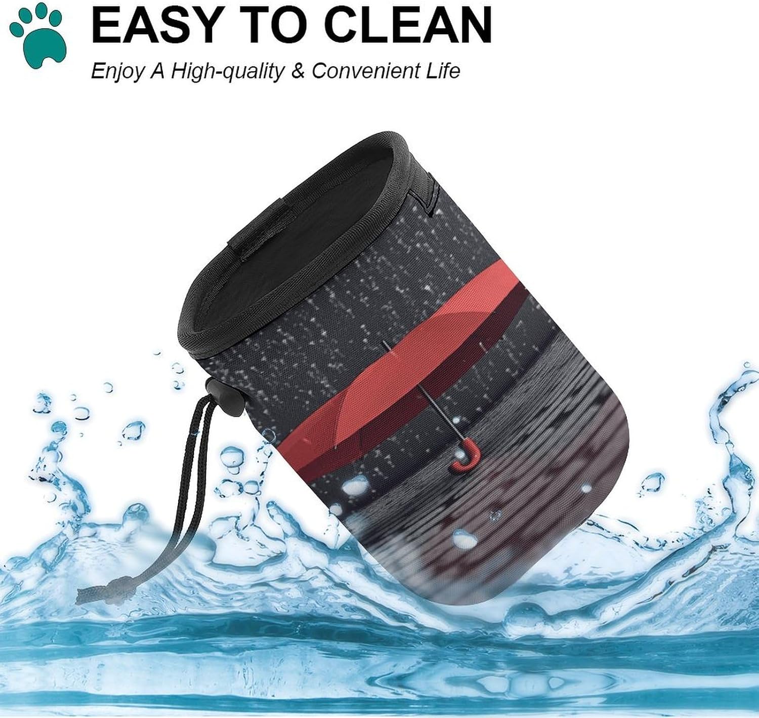 Red Umbrella in Rain Dog Fanny Pack Dog Walking Bag Handbag image 4