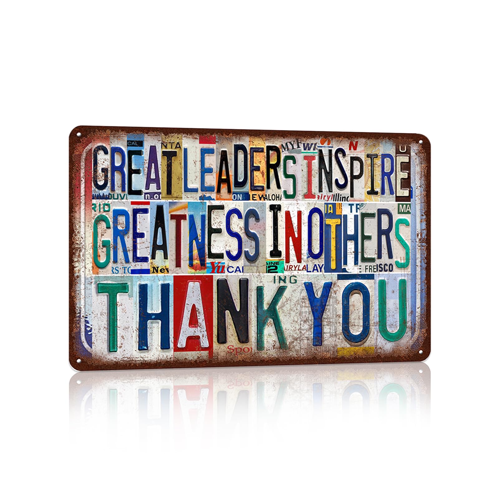 peiyeety Vintage Wall Decor Inspirational Quotes Metal Sign Tin Signs Poster - Great Leaders Inspire Greatness In Others Thank You