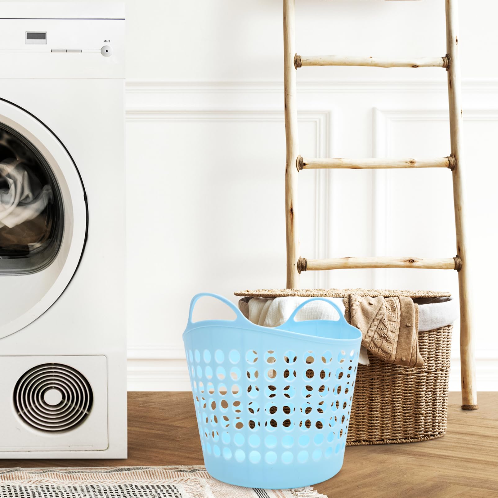 Alipis Cesto Porta Biancheria in Plastica 30l Resistente alla Pressione con Manici, Adatto per Calzini e Peluche, per Bagno e Soggiorno