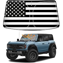 D-Lumina Front Winshield Sun Shade with USA Flag for 2021-2025 Fo-rd Bronco | Foldable Sun Shield Protector Blocks UV Rays, Window Sunshade Sun Visor Interior Accessories