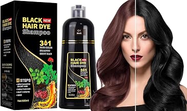 500 ml Black Dye Shampoo, Natural White Hair Dye Shampoo, Black Hair Dye Shampoo 3 in 1, Instant Hair Dye Shampoo, Colour Shampoo, Hair Dye for Women and Men