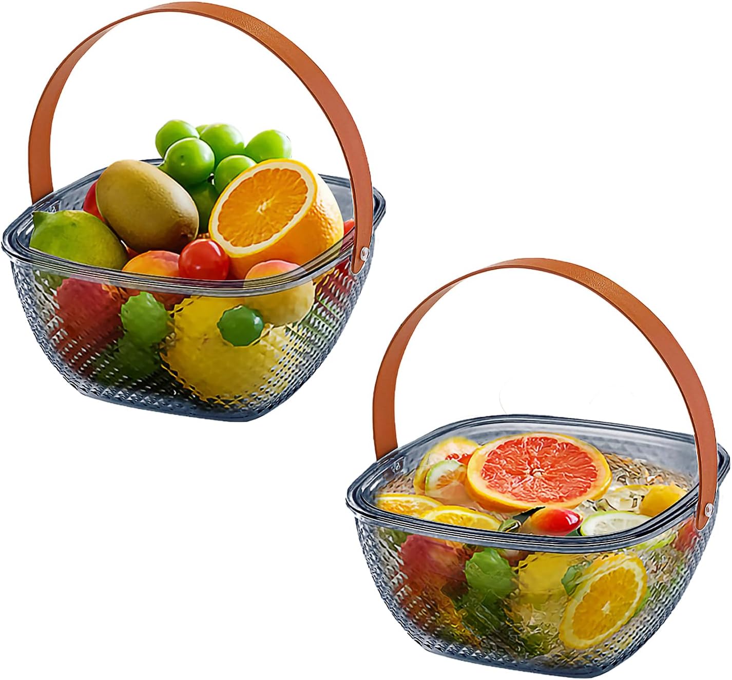 MineSign 2 Pack Fruit Basket with Handle for Outdoor Camping Veggie Cake Salad Food Storage Container for Refrigertor Ice Cube Bucket for Freezer with Lid for Baverage Whiskey Wine Beer Cooler MineSign 2 Pack Fruit Basket with Handle for Outdoor Camping Veggie Cake Salad Food Storage Container for Refrigertor Ice Cube Bucket for Freezer with Lid for Baverage Whiskey Wine Beer Cooler