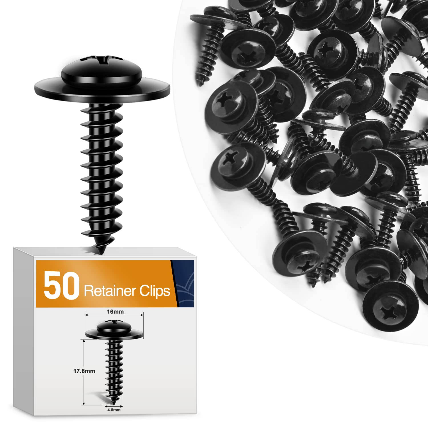 GOOACC 50pcs Splash Shield General Purpose Phillips Truss Head Sems Screw for Honda Acura BMW Fender Liner Bumper Cover Screws 90114-SE0-000 90114-SZ3-000 M4.8-1.61x19mm