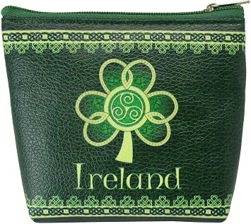 Clip Purse Ireland Shamrock Spiral with a Green and Yellow Celtic Design