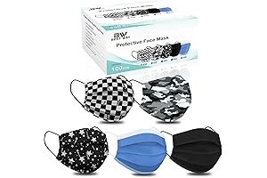 100-Count 3-Ply Solid Colored Face Masks for Adults