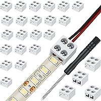 Vista 7 de Flutesan Paquete de 25 Conectores de Tira de Luz LED sin Soldadura, Bloque de Terminales de 2 Pines, Conector de Tira de Luz LED con Tornillo