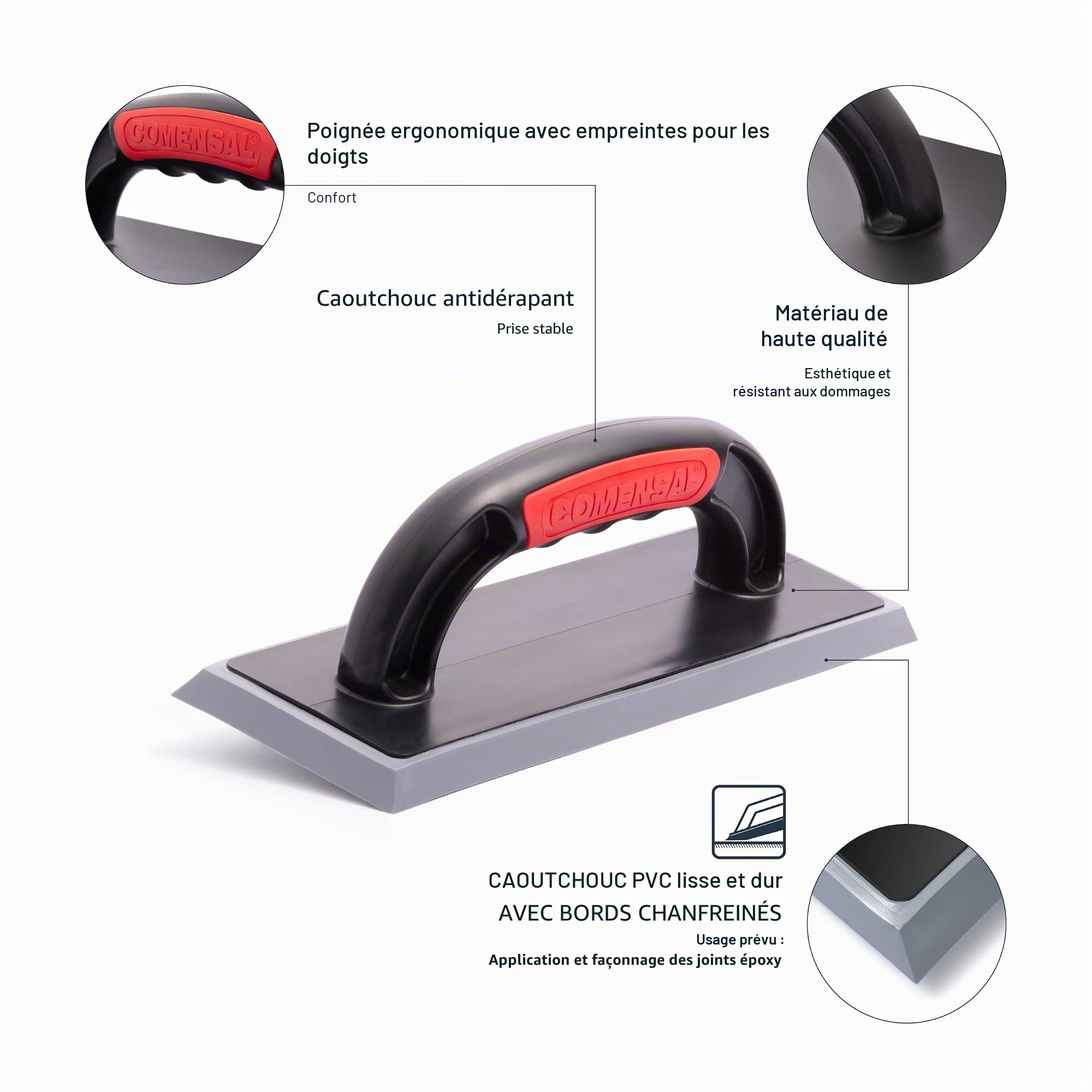 COMENSAL® Taloche à Joints Epoxy - Platoir à Jointer - Pour Mur et Carrelage - Outil à Main pour Les Carreleurs - Made in EU - 230 x 80 mm