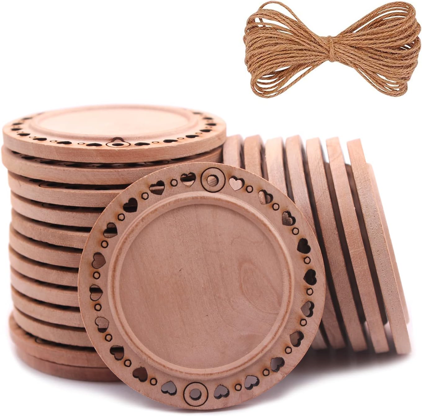 Natural Wood Slices 40 Pcs 2.36inches Craft Unfinished Wood kit Predrilled with Hole Wooden Circles for Arts Wood Slices Christmas Ornaments DIY Crafts