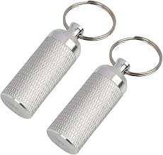 2 Pcs Small Metal Pill Box Stainless Steel Pill Box with Keychain Waterproof for Travel and Travel