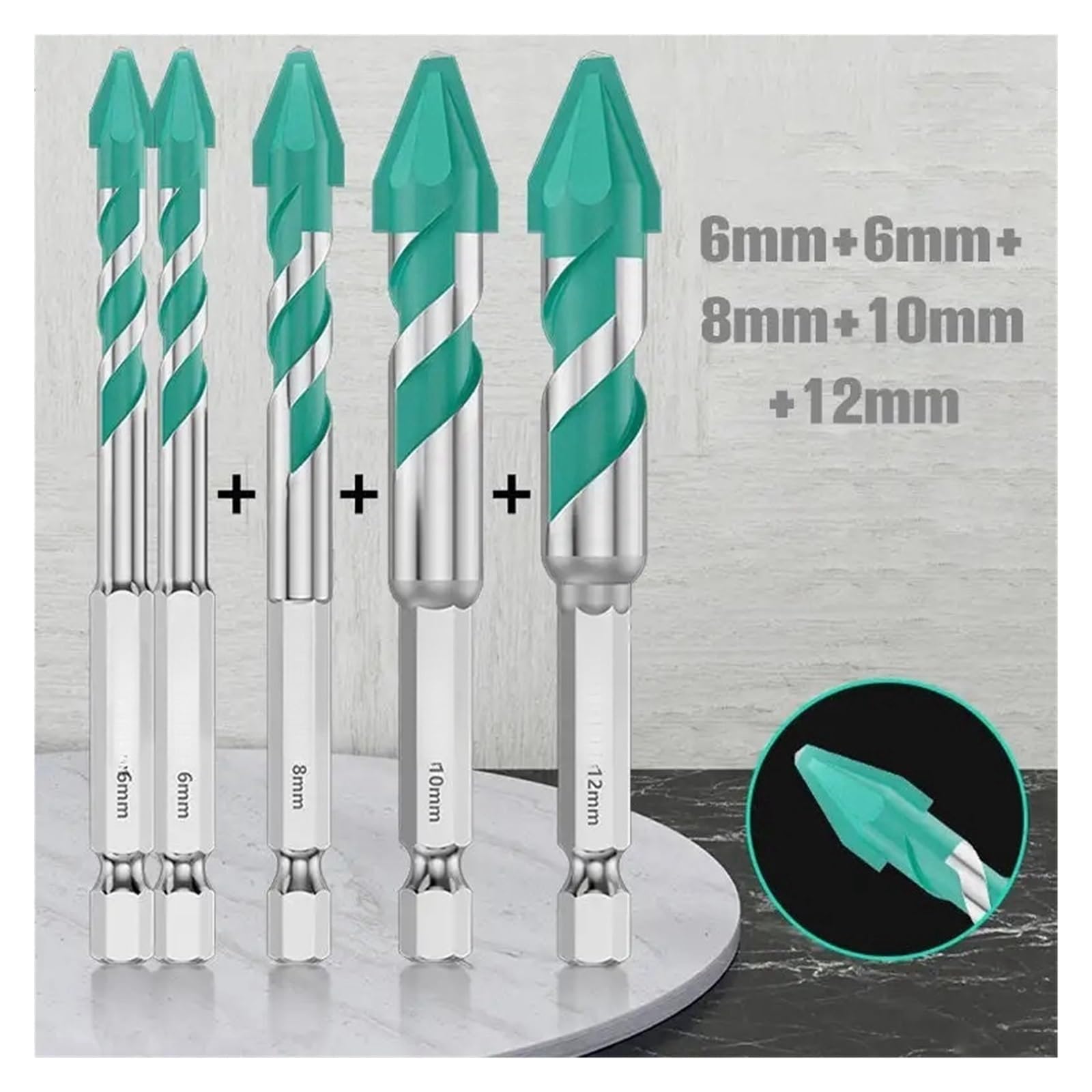 GYQAZSS Eccentric Twist Drill Bit 5/6 Pcs High-Strength Drill Bits Sets 6mm/8mm/10mm/12mm Metal Twist Drill Bits for Glass/Tile/Wood