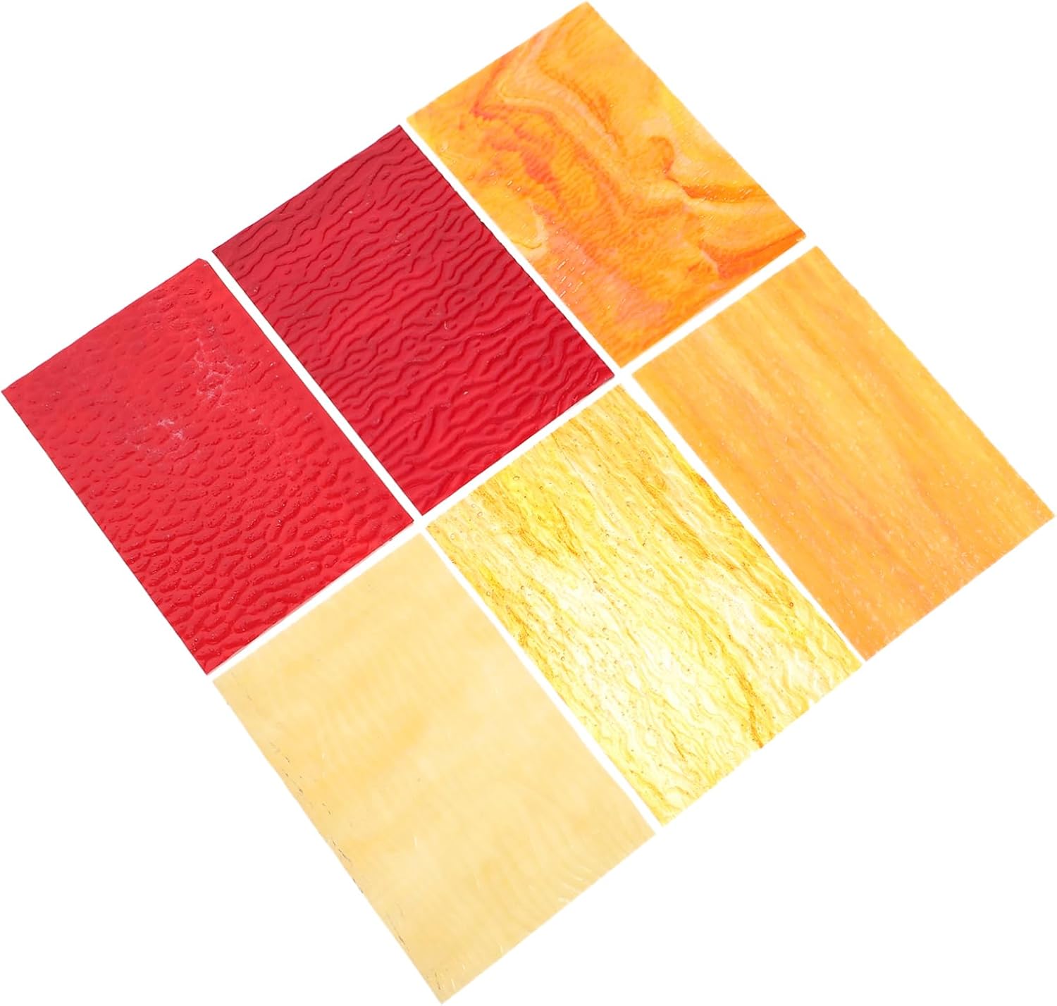 TEHAUX 6pcs Water Ripple Stained Glass Sheets Cathedral Mosaic Tiles DIY Crafts Self-Adhesive