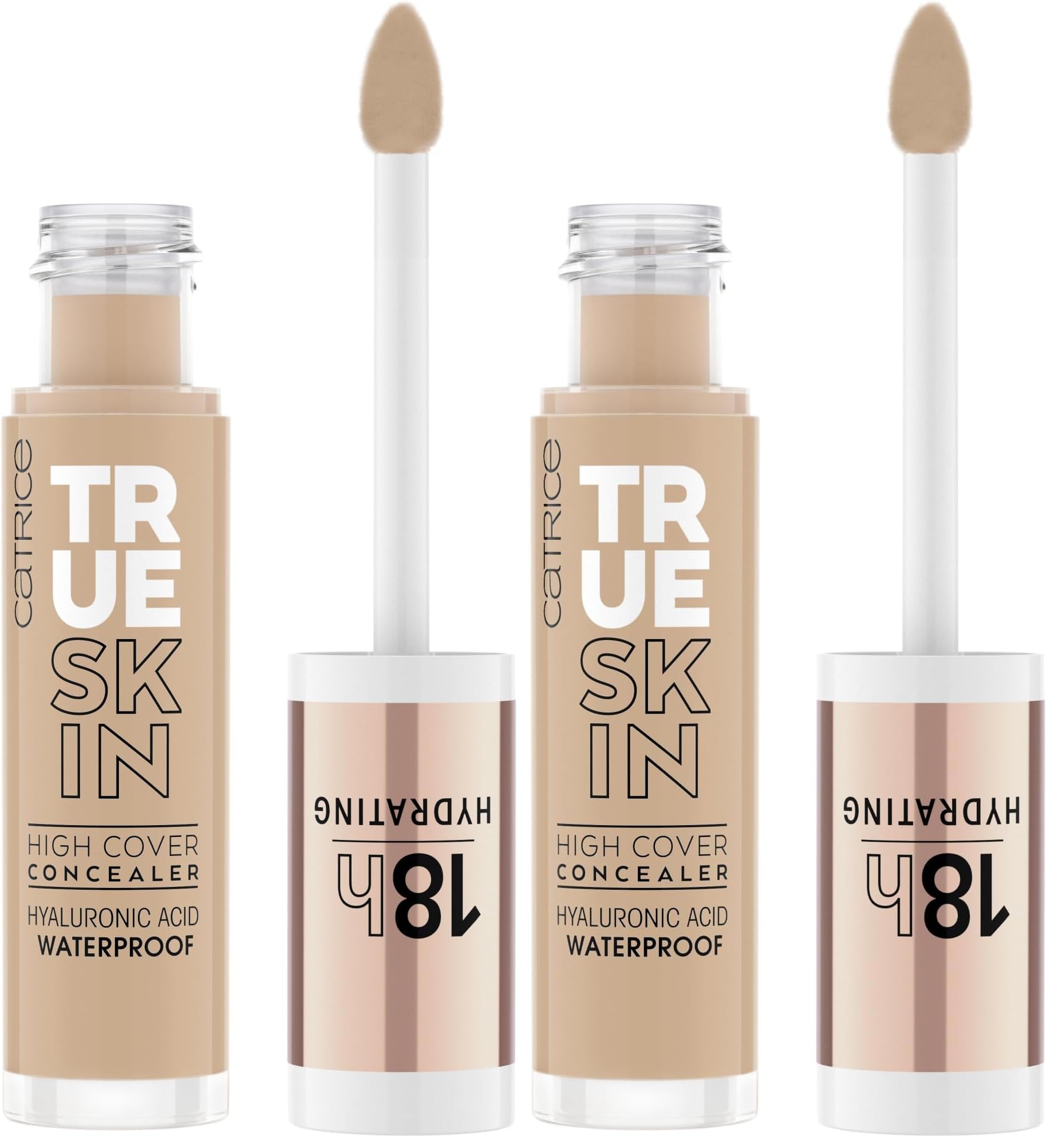 Catrice True Skin High Cover Concealer, Nr. 046, Nude, Anti-Pickel, feuchtigkeitsspendend, natürlich, für trockene Haut, vegan, ölfrei, wasserfest, ohne Alkohol, 2er Pack (4.5ml)