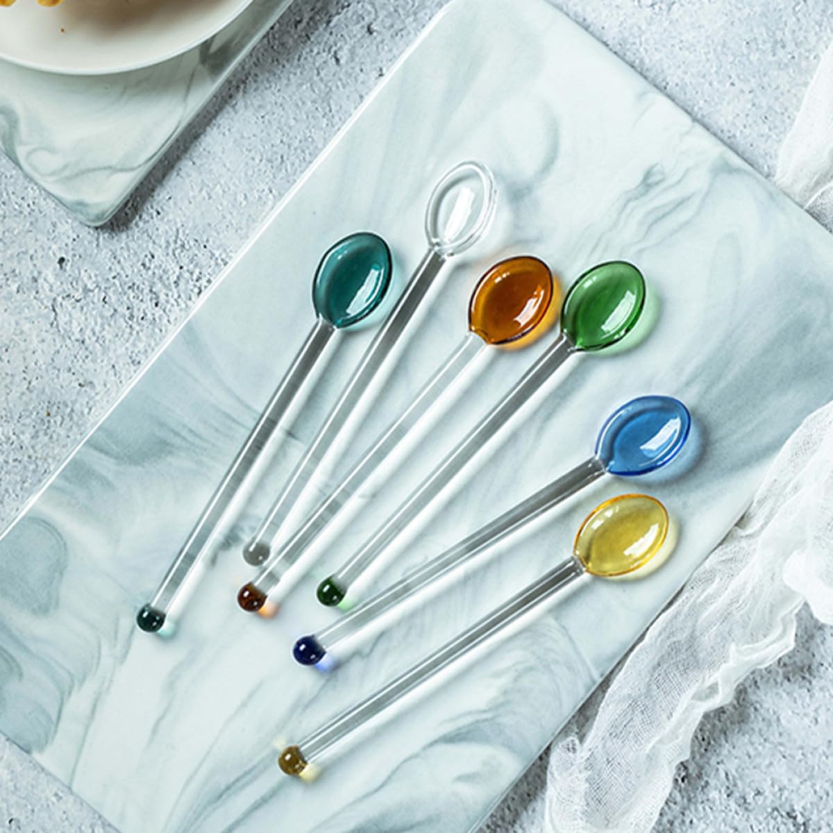 6 Cucharas De Cristal Transparente De 6.69 in Cuchara De Café De Mango Largo Resistente Al Calor Para Remover Bebidas Postres Y Servir En Hogar Restaurante Y Hotel