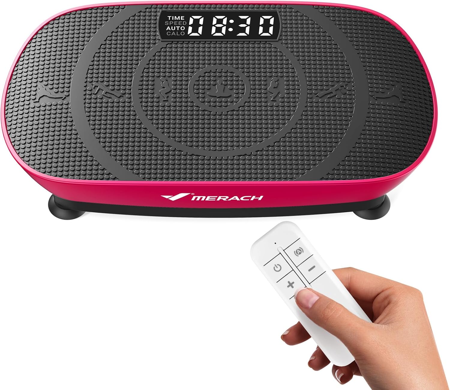 MERACH Vibration Plate Exercise Machine, Curved Vibration Plate for Lymphatic Drainage Weight Loss, Vibrating Plate with Real-Time Calorie Tracking on LED Display, Workout Equipment for Home Women Men