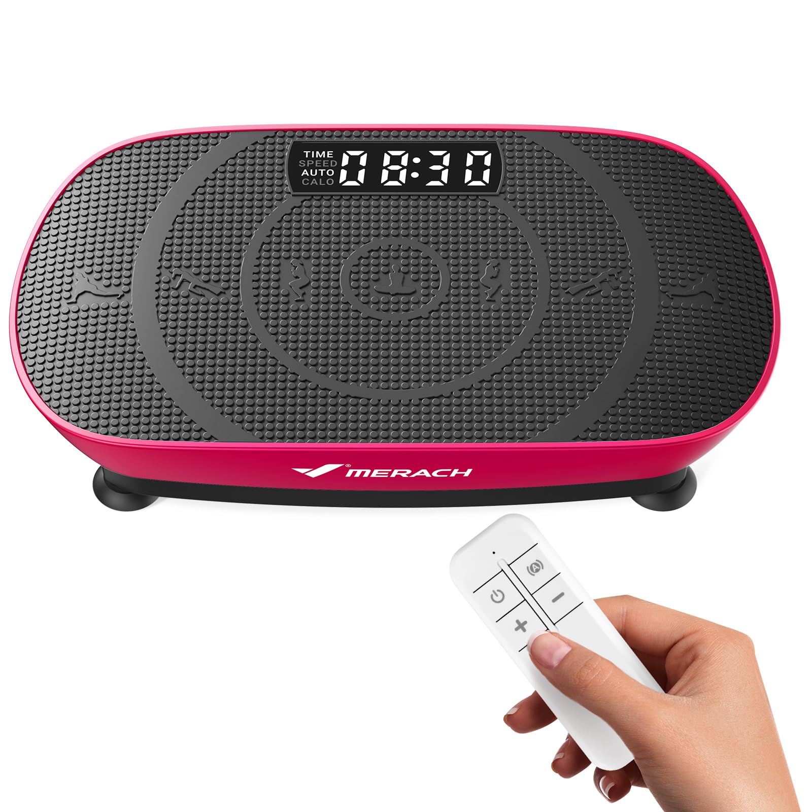 MERACH Vibration Plate Exercise Machine, Curved Vibration Plate for Lymphatic Drainage Weight Loss, Vibrating Plate with Real-Time Calorie Tracking on