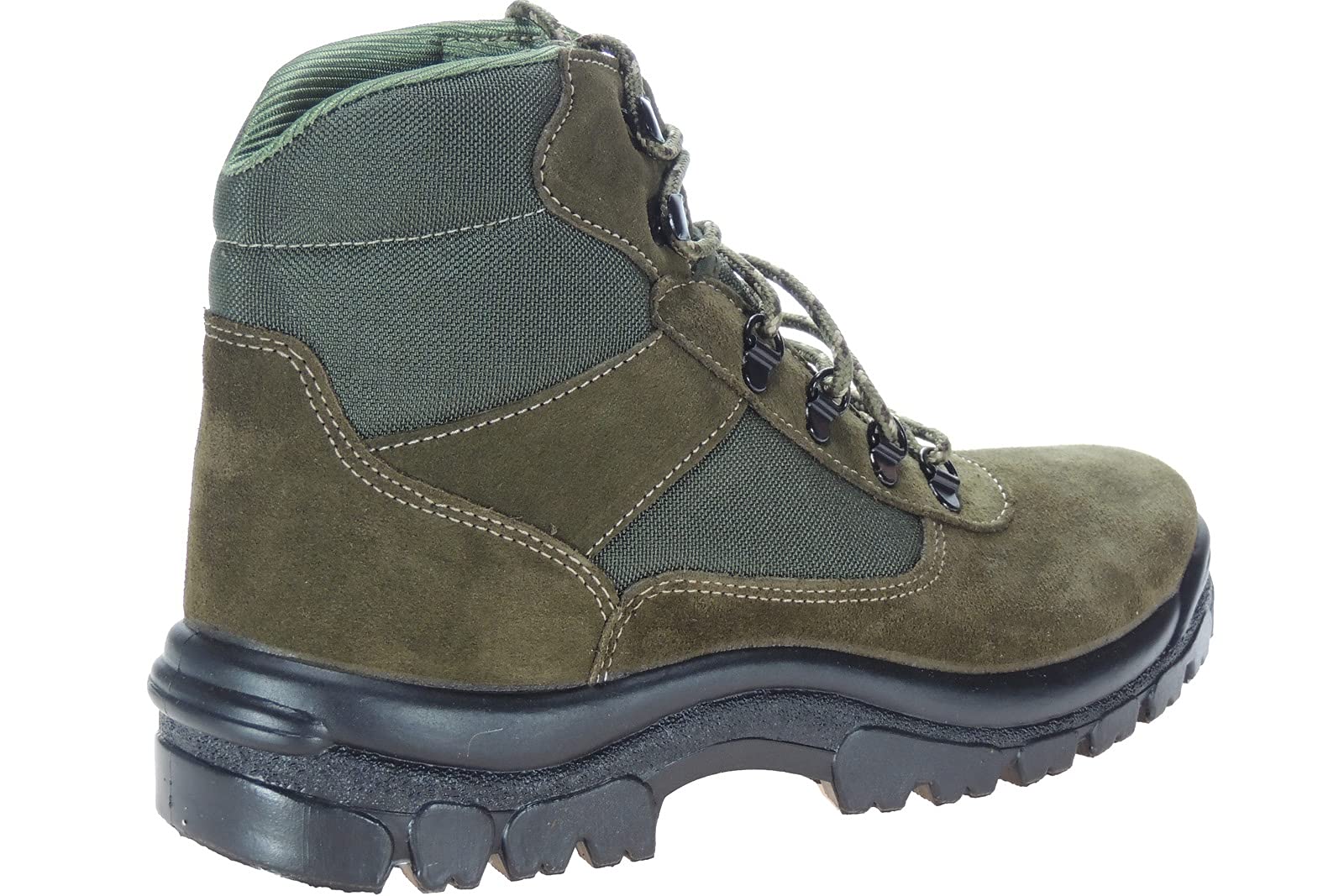 POSTIGO: Botas de Trekking para Montaña Senderismo Acampadas y Trabajo - Unisex para Niños y Adultos - Piel Serraje y Nailon - Gran Resistencia y Agarre. Verde Talla 43