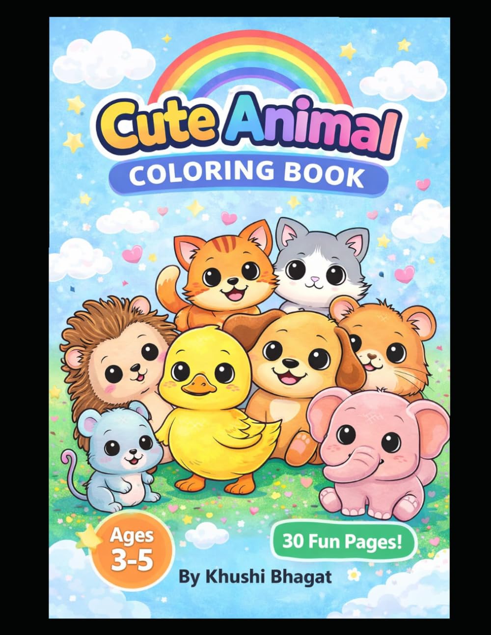 30 Cute Animals Coloring Book: 30 Delightful Animal Designs for Kids to Color