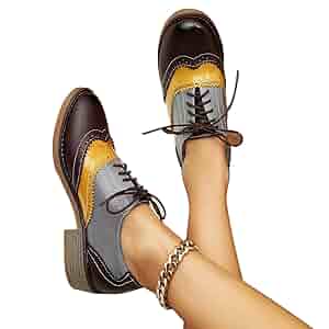Amazon.com | Retro Mix Color Fashion Oxford Shoes for Women