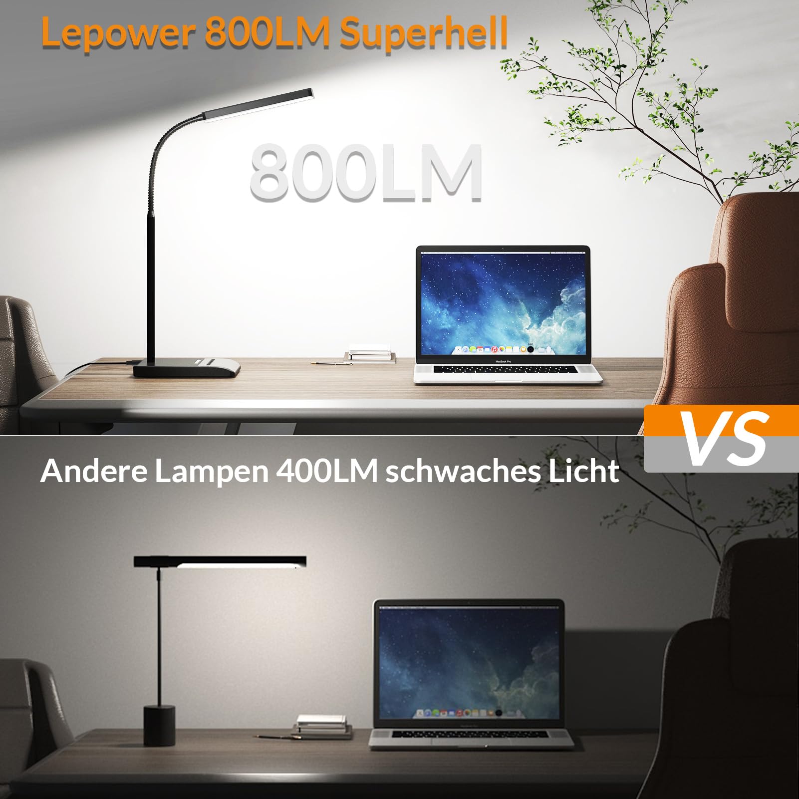LEPOWER LED Schreibtischlampe 800 LM dimmbar tischlampe 12 W tageslichtlampe leselampe，50 Beleuchtungsmodi,tischleuchte helle Schreibtischlampen für Schlafzimmer, Arbeitszimmer