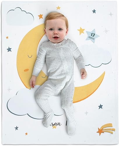 Miniatura 2 de Delta Children Manta de bebé personalizada Milestone - Manta mensual para fotos - Manta de fotos para recién nacidos, luna