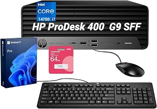 HP ProDesk 400 SFF Business Desktop, Intel Core i7-14700, 64GB DDR5, 2TB SSD, Wi-Fi, HDMI, DisplayPort, USB-C, RJ-45, Support Up to Dual Displays, Wired Keyboard & Mouse, Win 11 Pro, w/Bundle