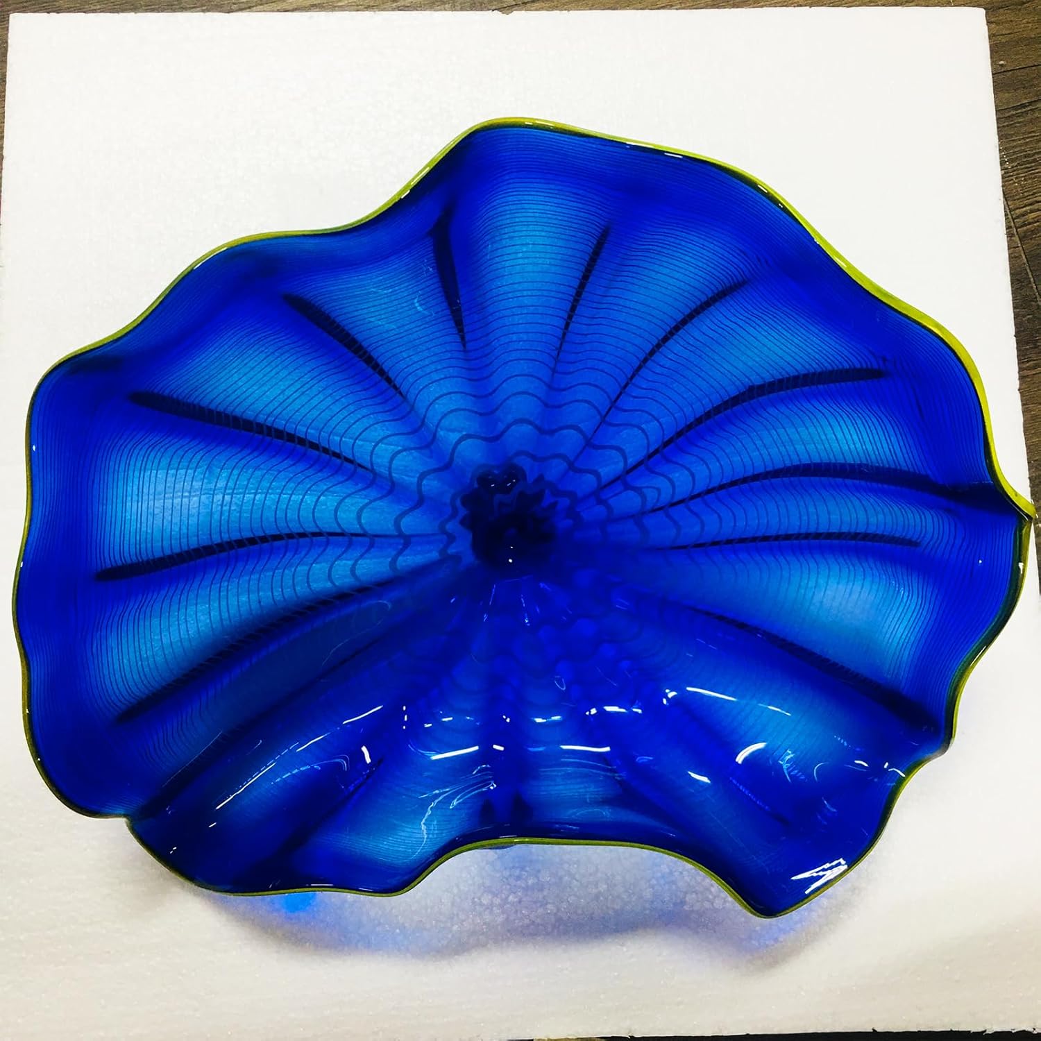 Blown Murano Art Glass Plate Wall Art Décor for Living Room Bedroom Navy Blue 12inches