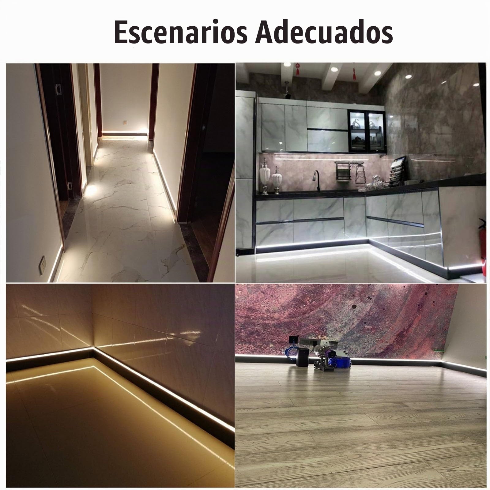 HAIXHX Moldura Iluminacion 10PACK Zócalo o rodapié moderno de aluminio con LED, H 2,35 pulgadas Perfil de zócalo metálico duradero para salón, dormitorio, cocina y comedor(Black)
