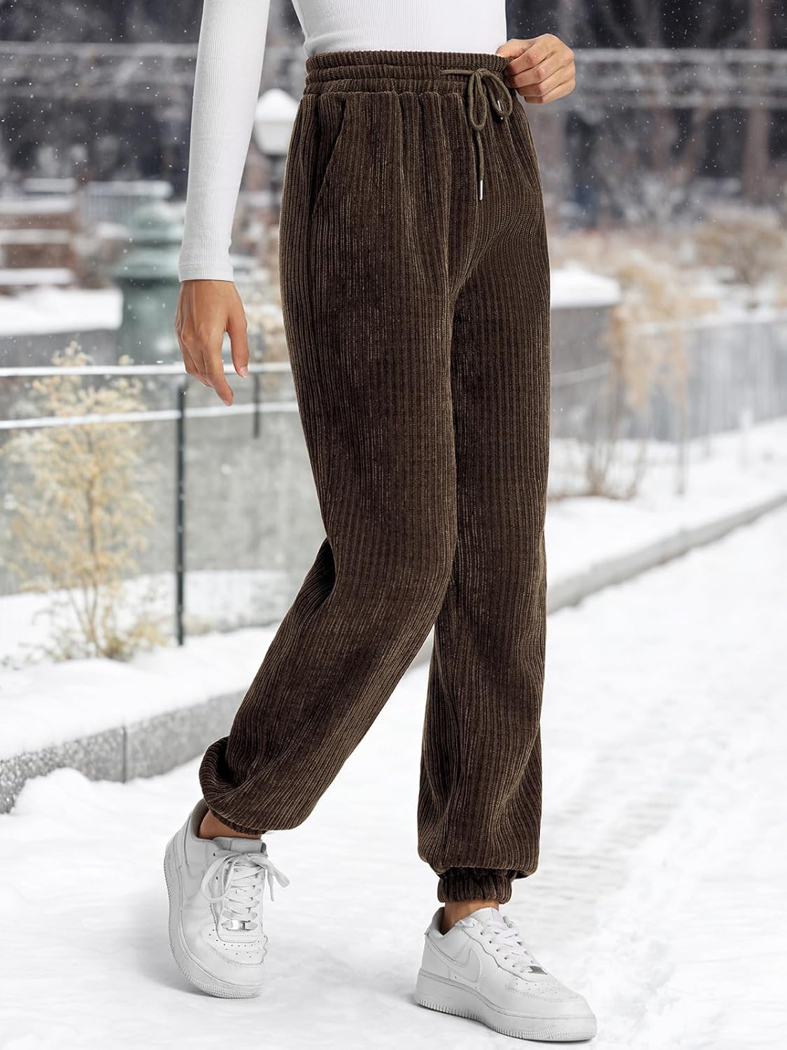 QIANXIZHAN Women's Winter Warm Thick Fleece Pants, Lined Sweatpants Pants Joggers Comfy Pajama Clothes - Image 9