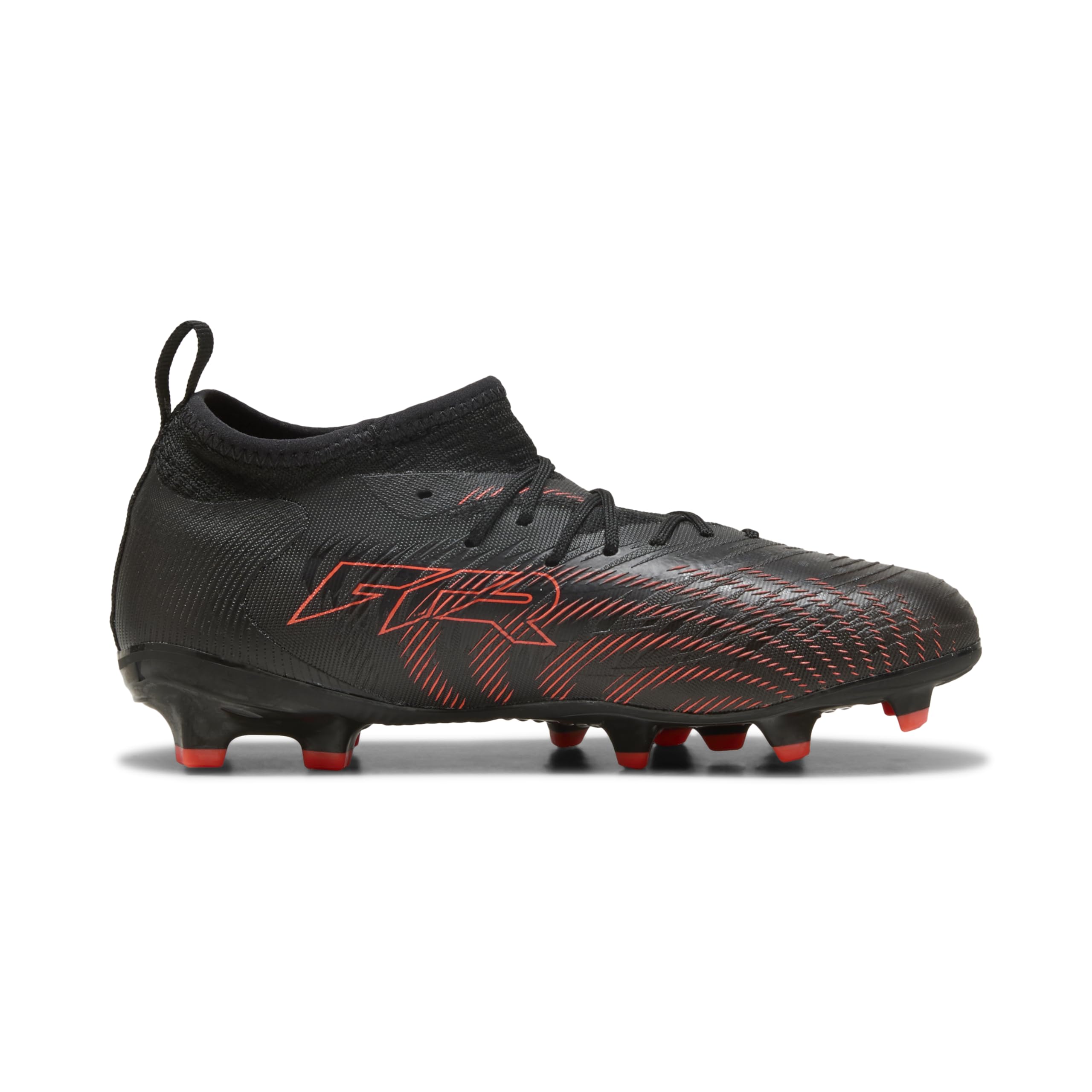 PUMA Future 9 Match FG/AG JR Scarpe da Calcio, Nero-Rosso incandescente, Grigio Forte, 36, Puma Nero Rosso Brillante Grigio Forte, 35.5 EU