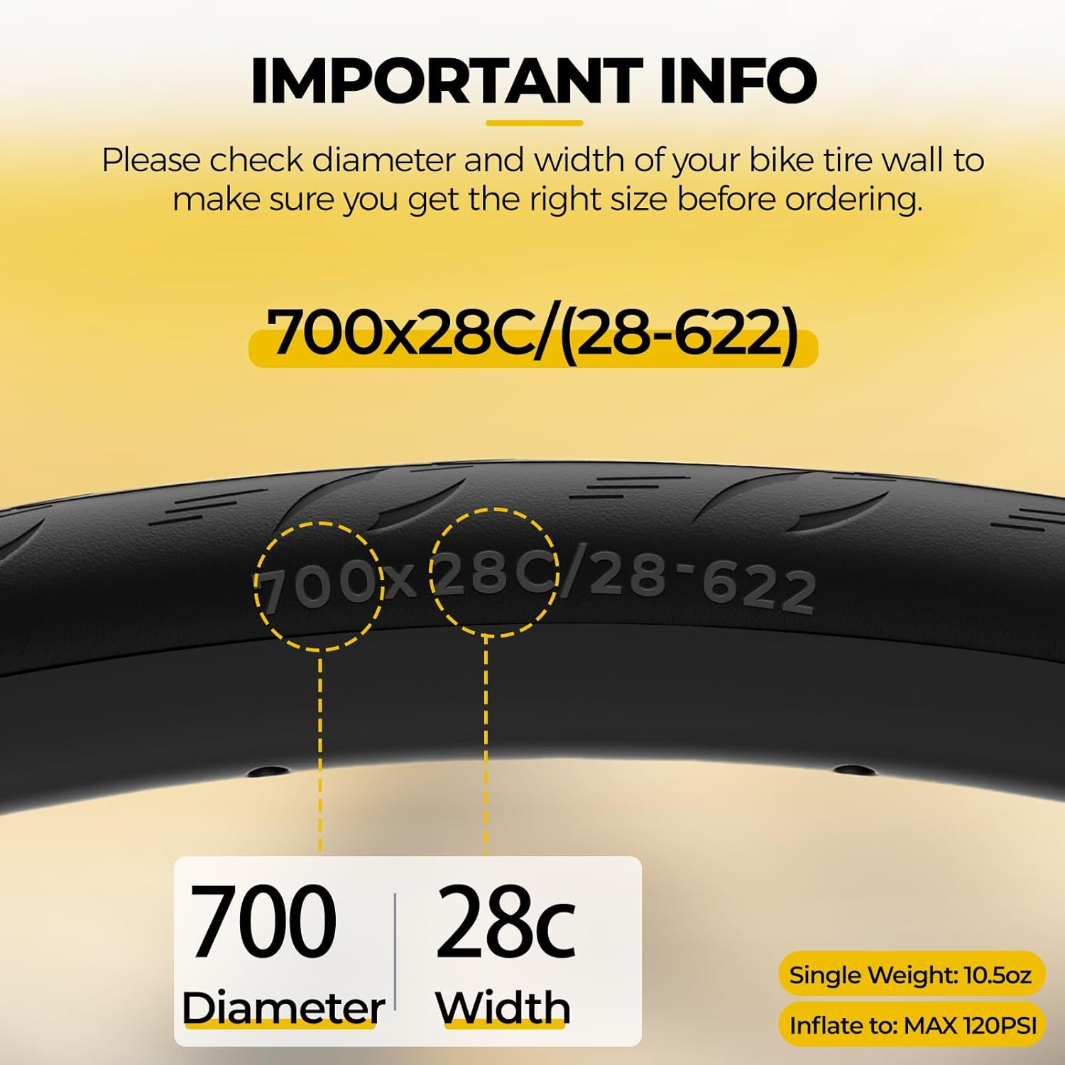 2-PCS 700C Bike Tires 700x28C/28-622, Floding Puncture Proof Road Bike Tires Replacement with 2 Inner Tubes Presta Valve & Tire Levers for Road Bicycle