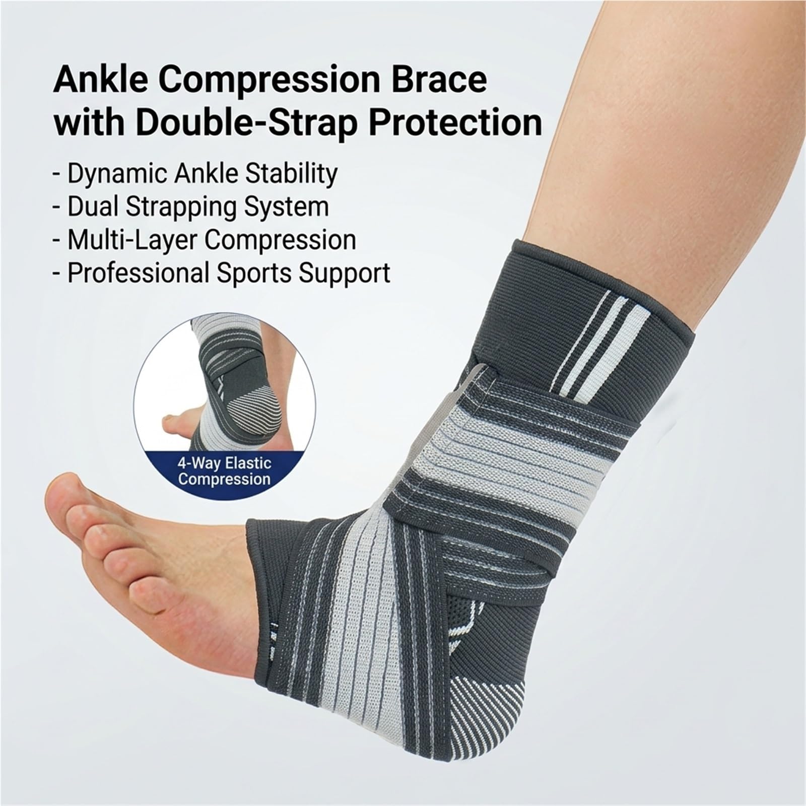 Generisch Sprunggelenkbandage mit Seitenstabilisatoren mit atmungsaktivem Stoff, für Sport und tägliches Gehen, Modell CJDW1204