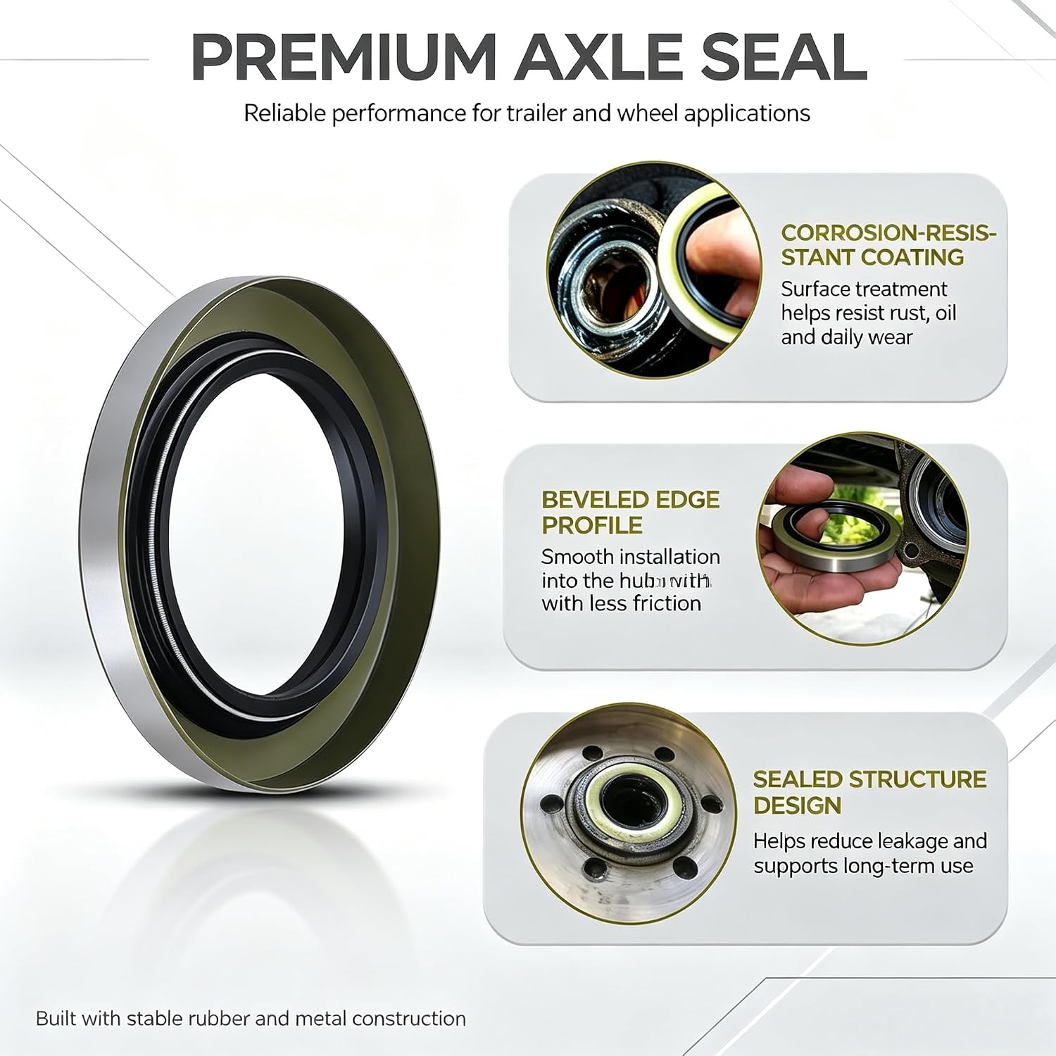 4pcs 010-019-00 Grease Seal, 1.719"x2.565" for 3500lb #84 Trailer Axle Hub