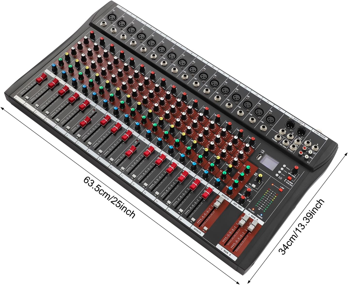 16 Channel DJ Audio Mixer with Bluetooth USB, Studio Audio Sound Mixer Console, Professional Power Mixer Ultra Low Noise, Digital Effect Processor
