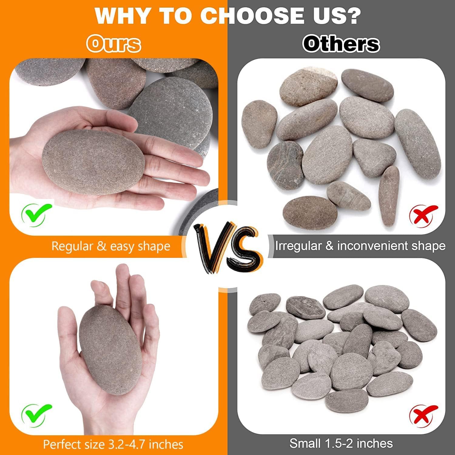 River Rocks for Painting 35 Pcs Large 3.5-5 Inch Flat Smooth Painting Stones Craft Rock to Paint for Kids Crafts Painting Bulk