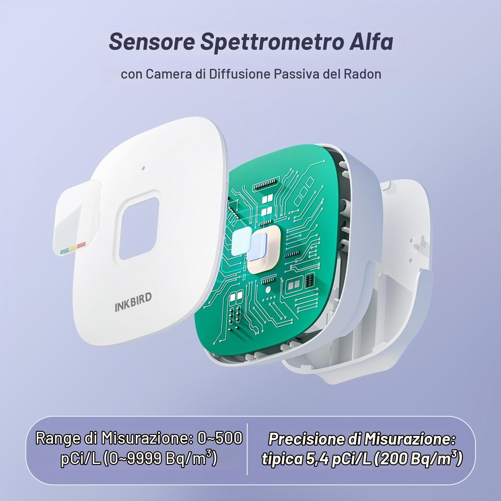 Inkbird Rilevatore di Radon Digitale con Display LCD, RD-3 Monitoraggio di Radon Gas in Tempo Reale,Funzioni di allarme,Misuratore di Radon Portatile per Ambienti Interno/Esterno