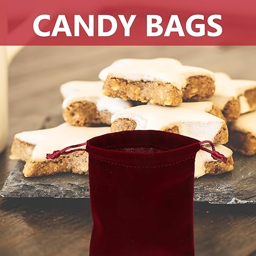 Miniatura 2 de 10 bolsas de regalo de terciopelo con cordón de 3.5x4.7 in reutilizables para dulces, bodas, fiestas, recuerdos de San Valentín, rojo