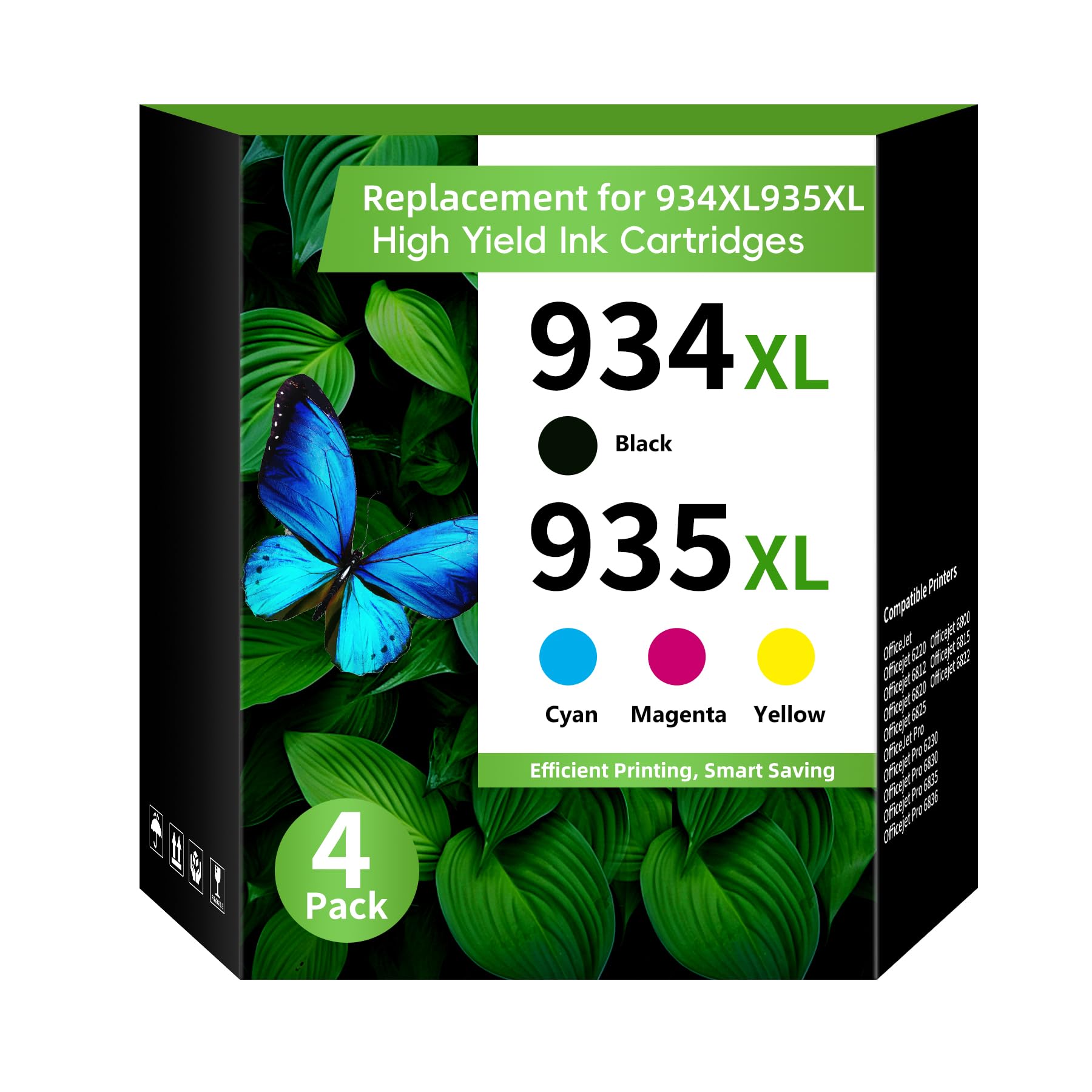 Photo 1 of 934XL/935XL High Yield Ink Cartridge Replacement for Combo Pack HP 934XL 935XL to Use with HP OfficeJet Pro 6230 6830 6835 6836 OfficeJet 6220 6800 6812 6815 6820 (4 Pack, Black Cyan Magenta Yellow)