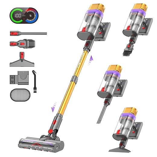 Vistefly V15 Ultra Stick Vacuum Cleaner Wireless, 58000Pa 600Watt Vacuum Cleaner, 70 Minutes Runtime and Rechargeable Detachable Battery for Floor Animal Hair Carpet
