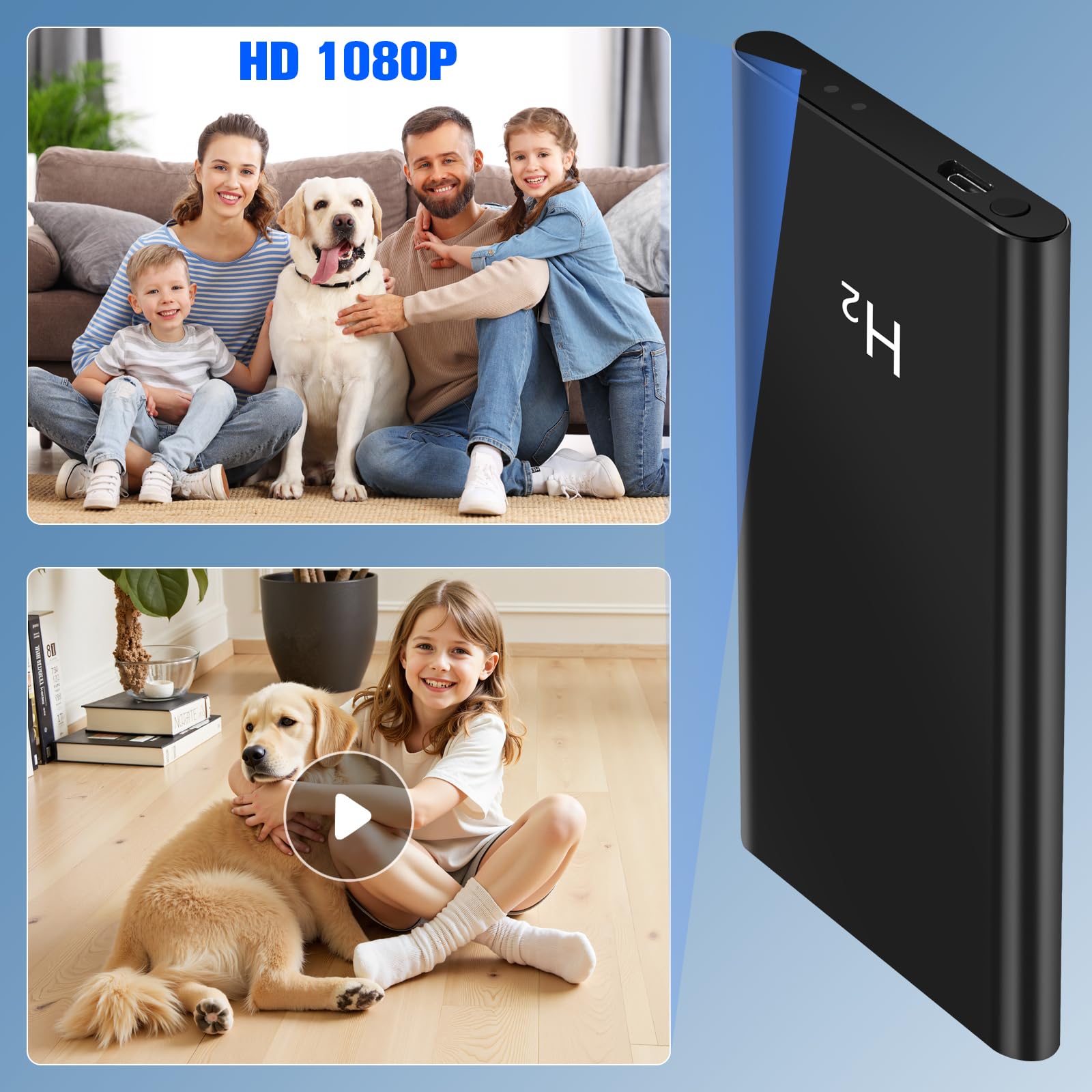 Camara Oculta Espia Camuflada 5000mAh Vigilancia Visión Nocturna para Hogar | Cámara Espía Oculta sin WiFi, HD1080P Minicámara Portátil, Cámara Portátil para Coche 17 horas