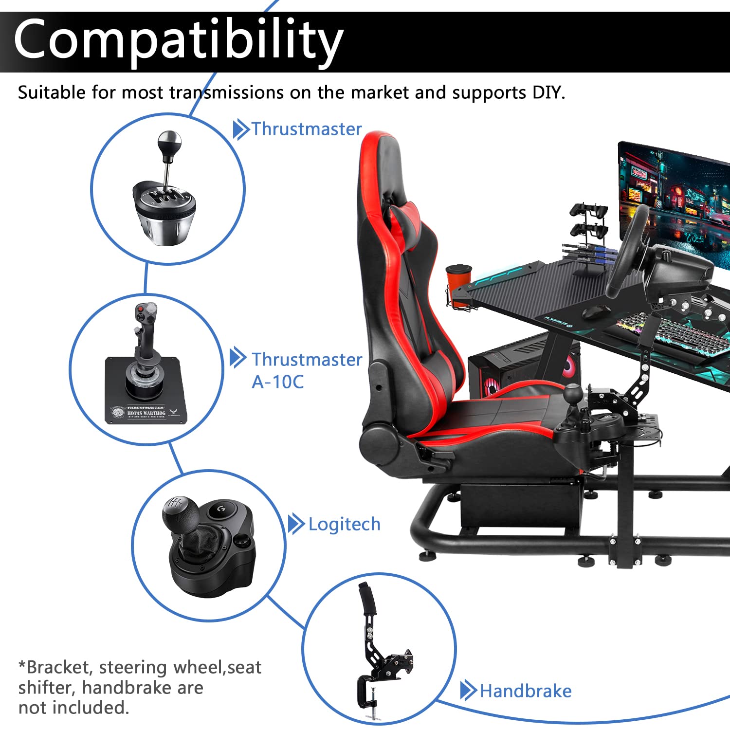 Anman Upgraded Version of The Simulation Racing Bracket Joystick, Adapt to Most of The Round Tube Racing Bracket Type