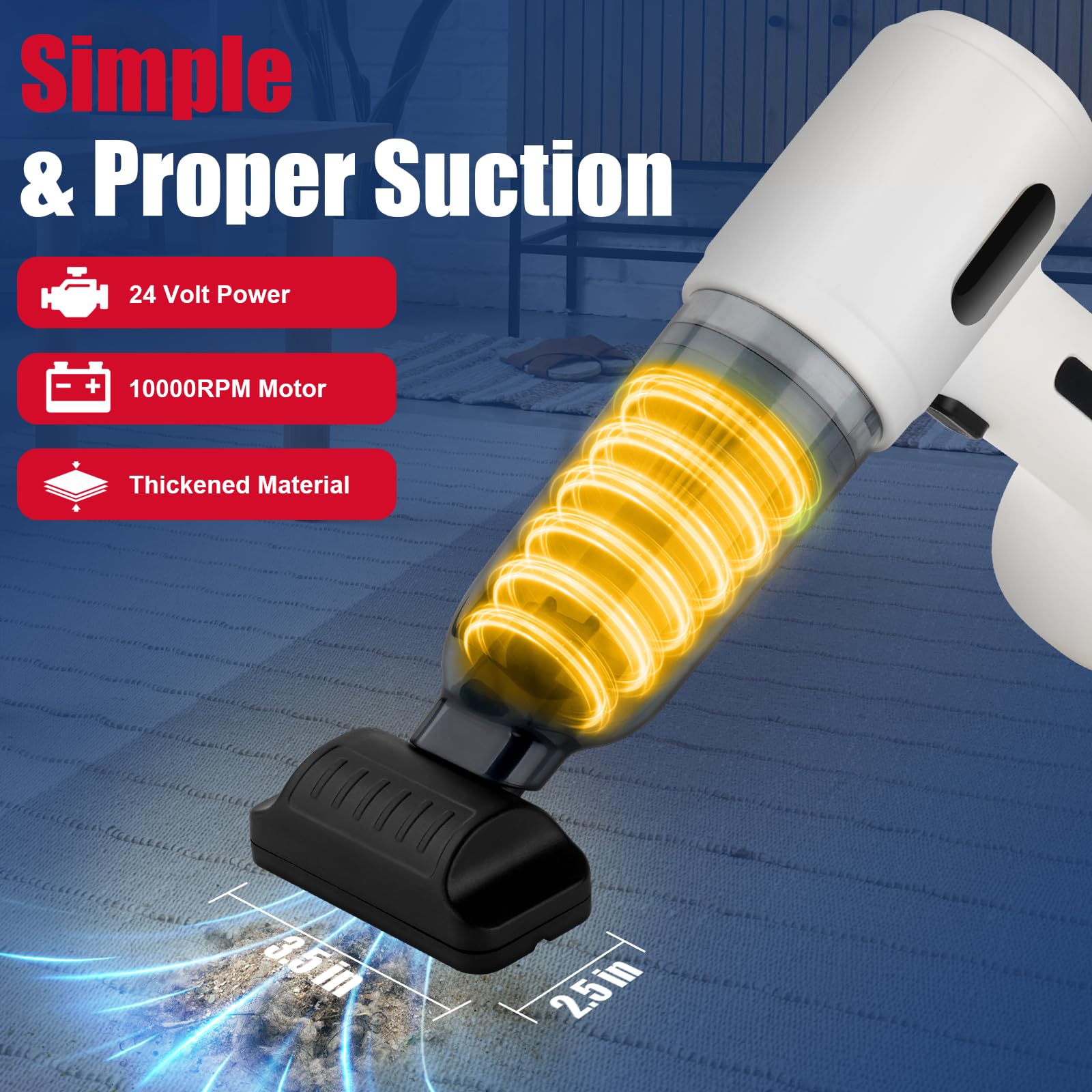 Runful 4000 mAh Battery High Power Car Vacuum Cleaner, 25000PA Powerful Car Vacuum Blow and Suction 2 in 1, Best Cordless Vacuum,High Power Wet and Dry Portable Vacuum Cleaner